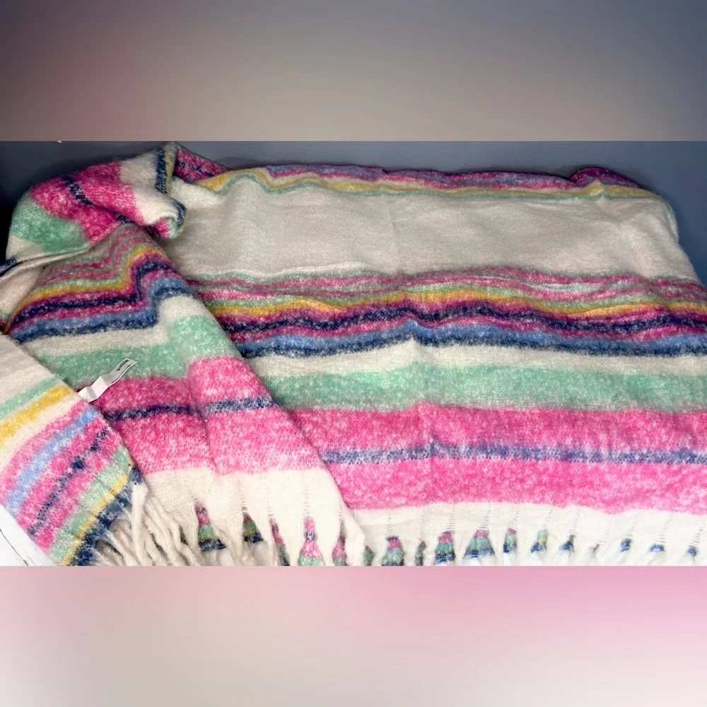 Free People Skye Stripe Fringe Blanket 60